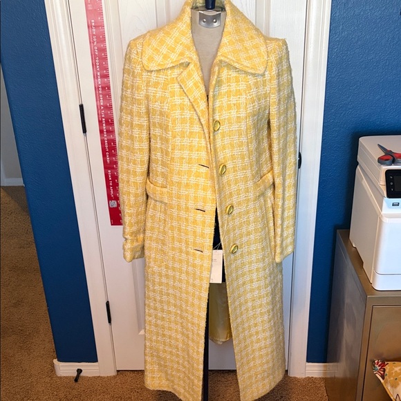 Source Unknown Jackets & Blazers - VINTAGE Yellow Plaid Long Coat